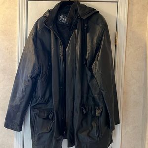 Quality Leather Hooded Parka. Genuine Leather.